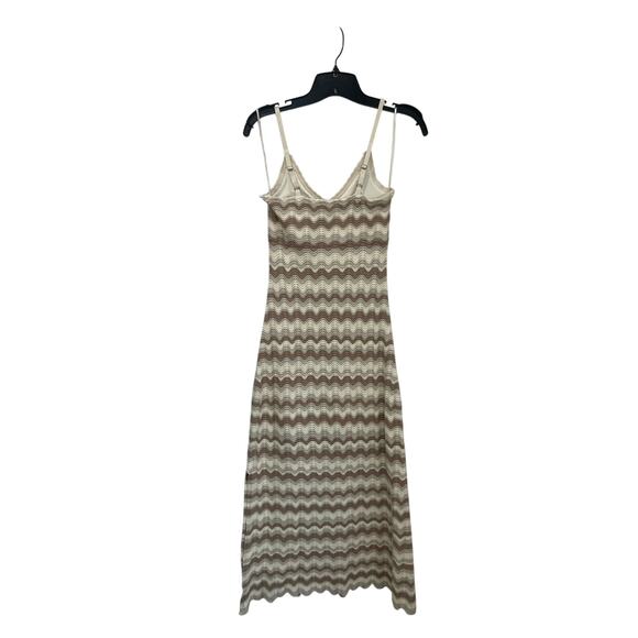 Hollister Crochet Knit Neutral Chevron Boho Festival Midi Dress Size XS - Picture 3 of 11